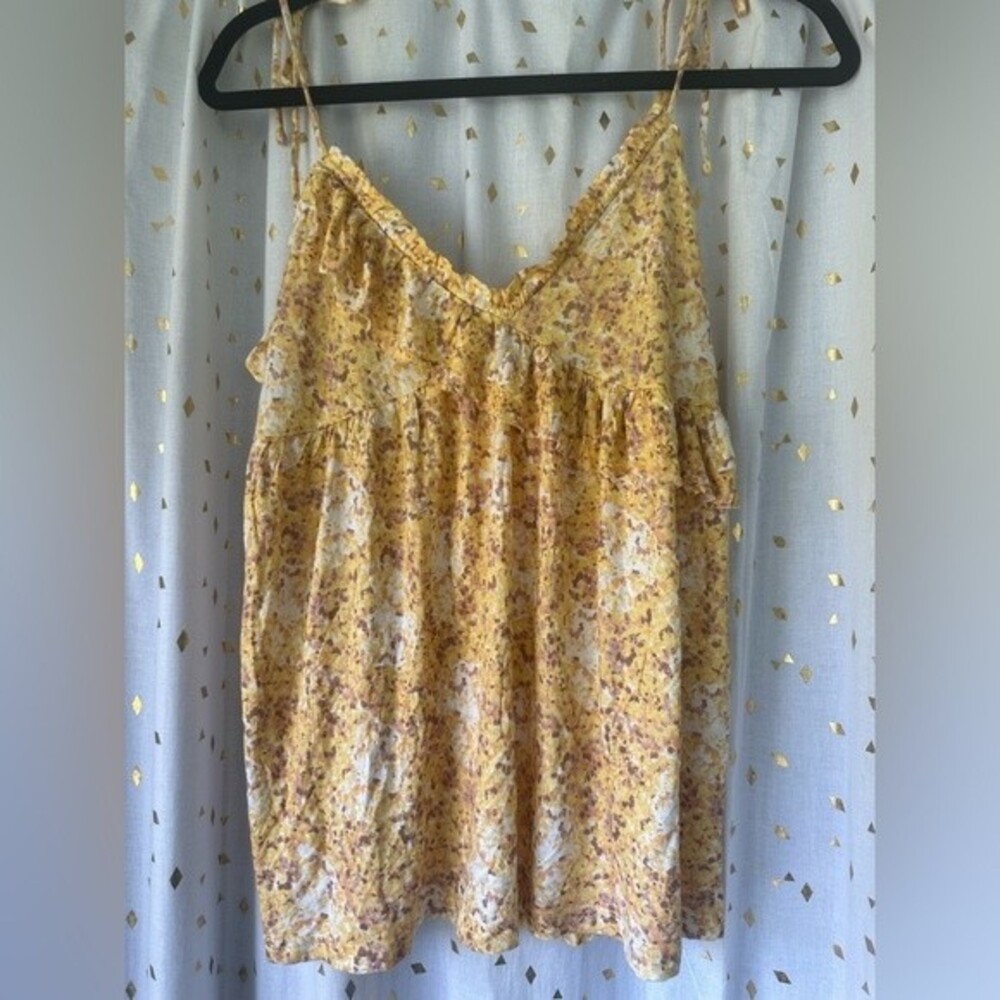 Candie's NWT Juniors Ditsy Floral Mini Ruffle Trim Self Tie Straps Cami Top L